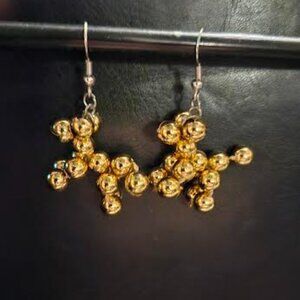 Homemade Gold Balloon Dog Mardi Gras Bead Earrings